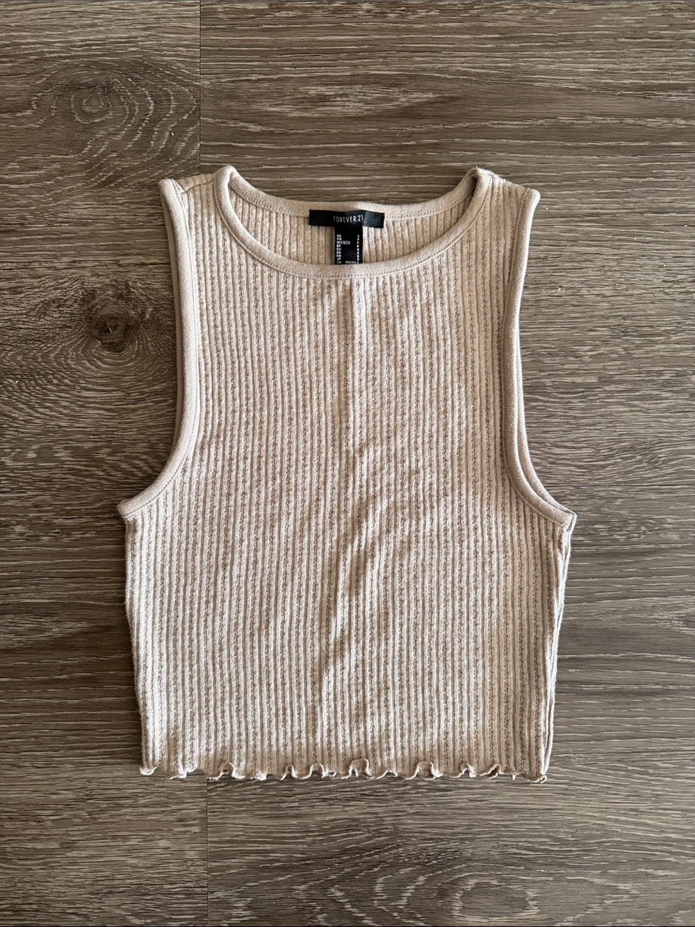 Forever 21 Cream Ribbed Cropped Tank